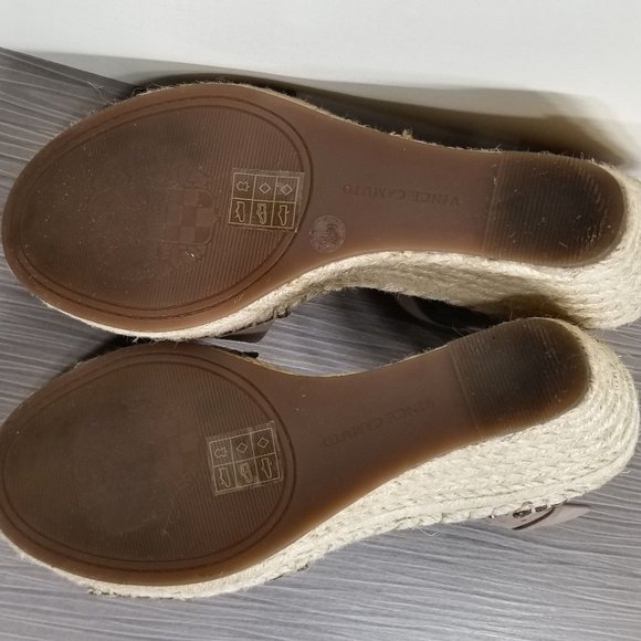 Vince Camuto Leera Espadrille Wedge Sandal Taupe Leather, Womens Size 6.5 M / 37 - Picture 9 of 10
